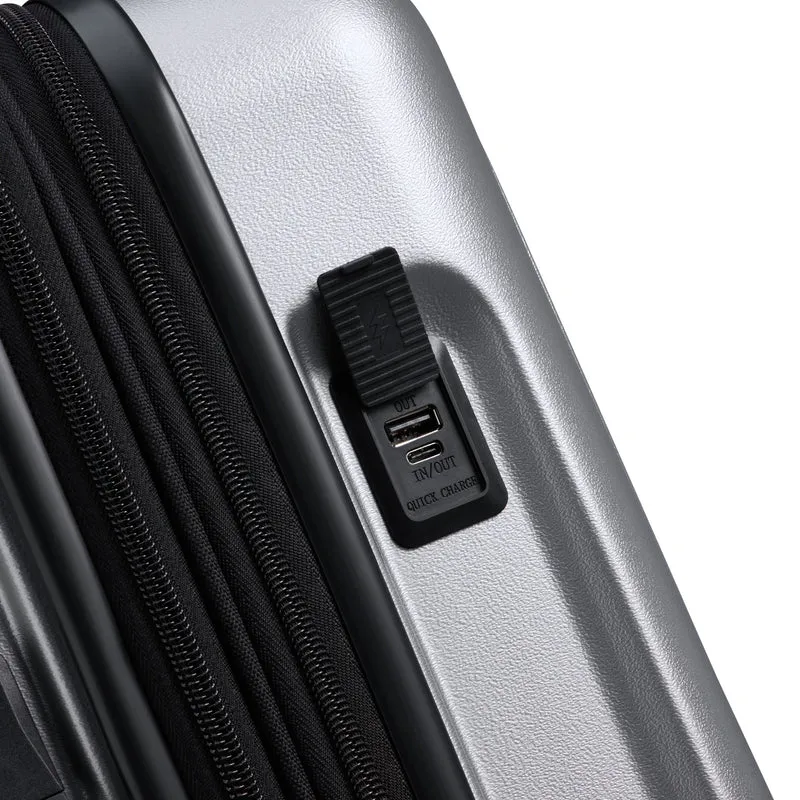 Delsey Paris Turenne 2.0 - 4-Rollen-Kabinentrolley mit Vortasche 55 cm USB erw. (silber)