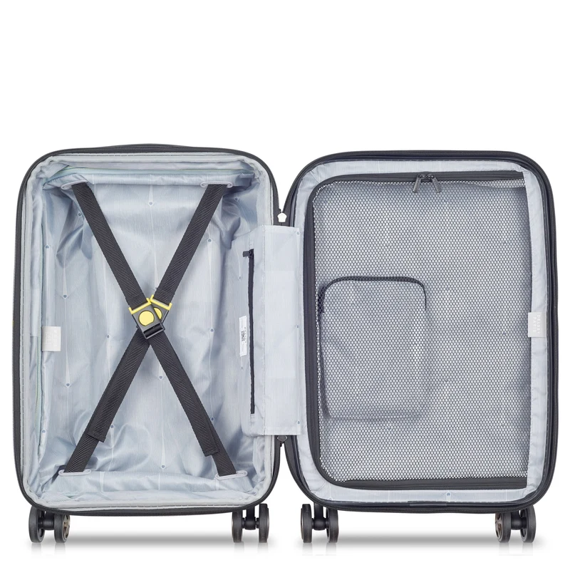 Delsey Paris Shadow 5.0 - 4-Rollen-Kabinentrolley mit Vortasche S 55 cm erw. USB (schwarz)