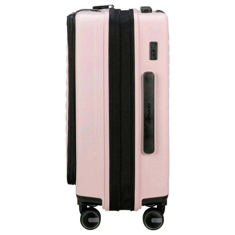 Samsonite Selection Restackd Easy Access - 4-Rollen-Kabinentrolley 55 cm erw. mit 2tlg. Packsack-Set (rose)