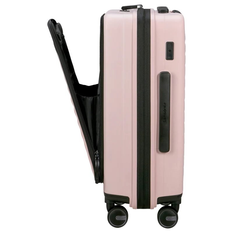 Samsonite Selection Restackd Easy Access - 4-Rollen-Kabinentrolley 55 cm erw. mit 2tlg. Packsack-Set (rose)