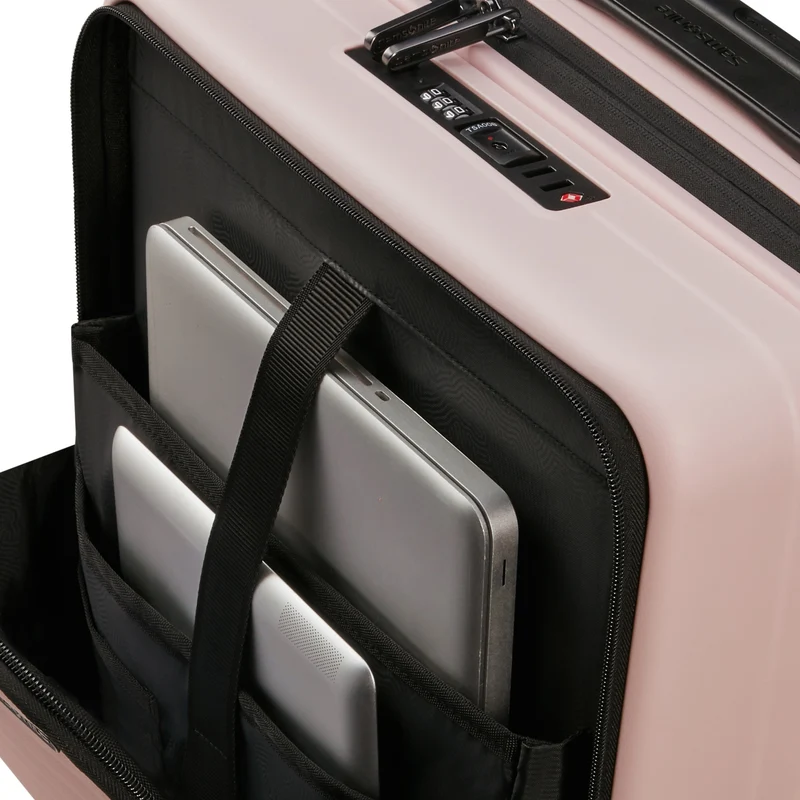 Samsonite Selection Restackd Easy Access - 4-Rollen-Kabinentrolley 55 cm erw. mit 2tlg. Packsack-Set (rose)
