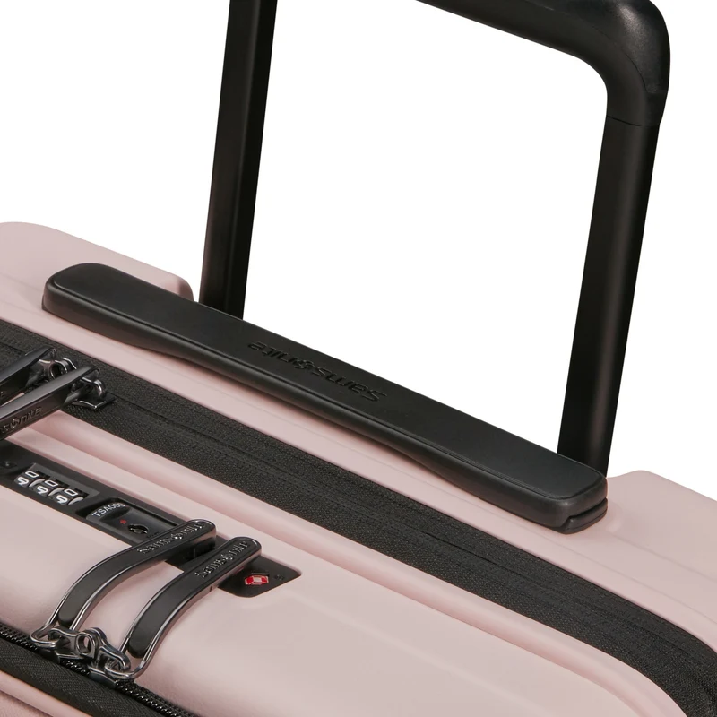 Samsonite Selection Restackd Easy Access - 4-Rollen-Kabinentrolley 55 cm erw. mit 2tlg. Packsack-Set (rose)
