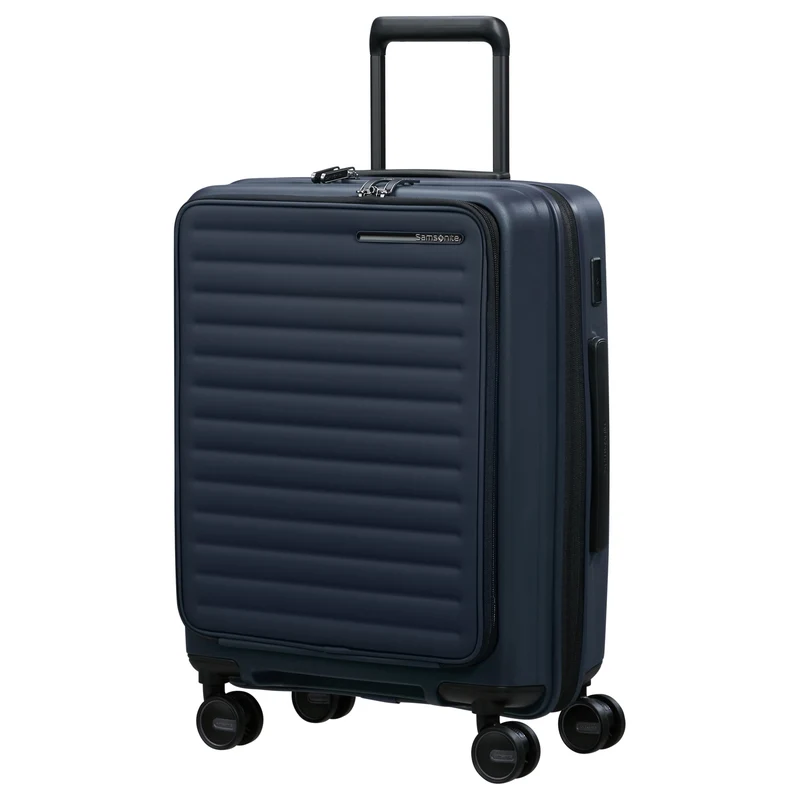 Samsonite Selection Restackd Easy Access - 4-Rollen-Kabinentrolley 55 cm erw. mit 2tlg. Packsack-Set (midnight)