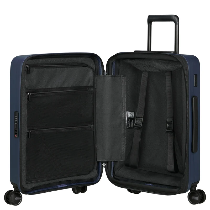 Samsonite Selection Restackd Easy Access - 4-Rollen-Kabinentrolley 55 cm erw. mit 2tlg. Packsack-Set (midnight)
