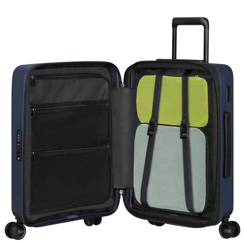 Samsonite Selection Restackd Easy Access - 4-Rollen-Kabinentrolley 55 cm erw. mit 2tlg. Packsack-Set (midnight)