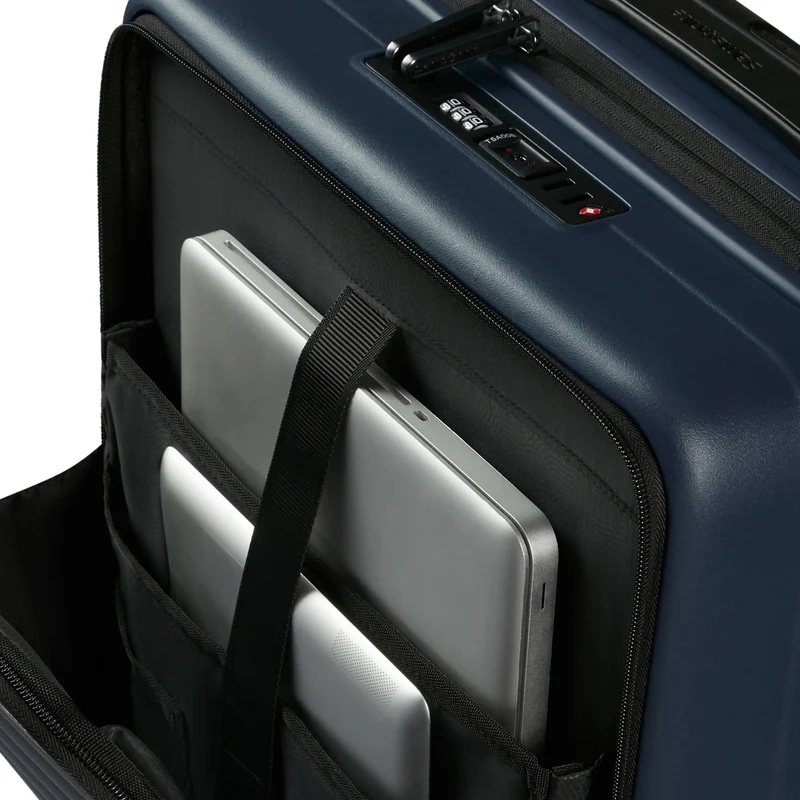 Samsonite Selection Restackd Easy Access - 4-Rollen-Kabinentrolley 55 cm erw. mit 2tlg. Packsack-Set (midnight)