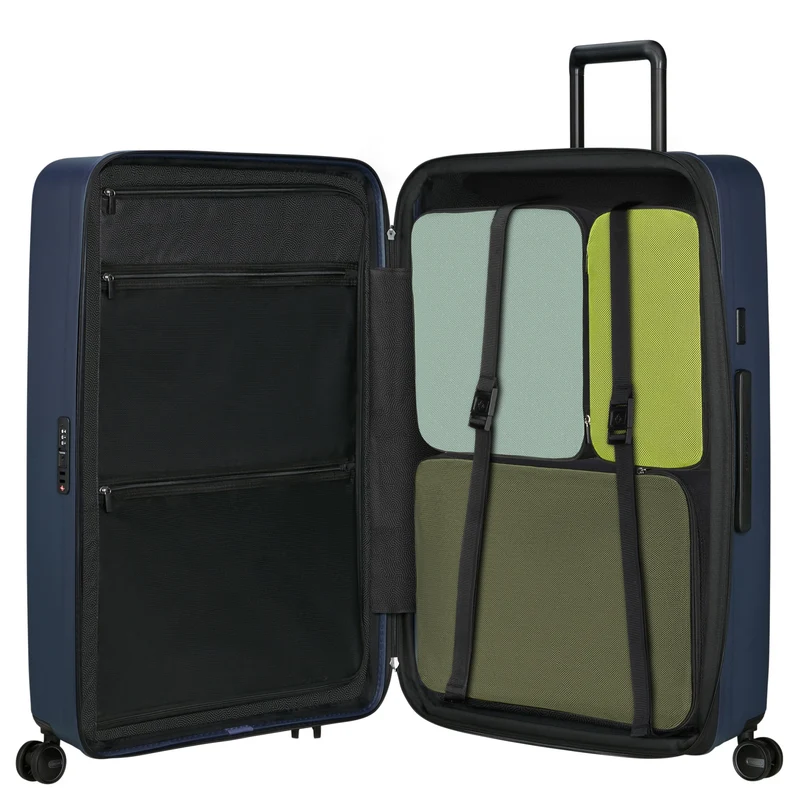 Samsonite Selection Restackd - 4-Rollen-Trolley 81 cm XL erw. mit 3tlg. Packsack-Set (midnight)