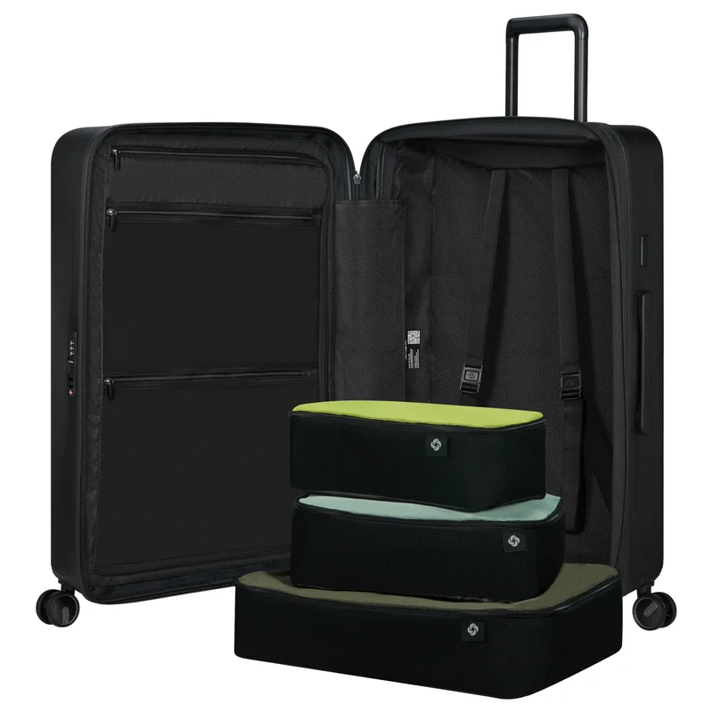 Samsonite Selection Restackd - 4-Rollen-Trolley 75 cm L erw. mit 3tlg. Packsack-Set (schwarz)