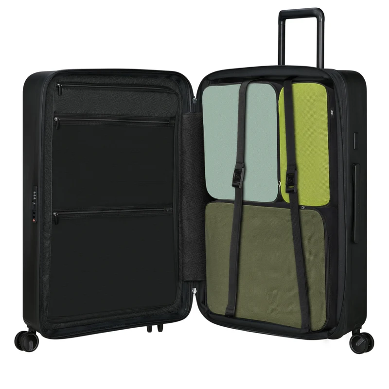 Samsonite Selection Restackd - 4-Rollen-Trolley 75 cm L erw. mit 3tlg. Packsack-Set (schwarz)