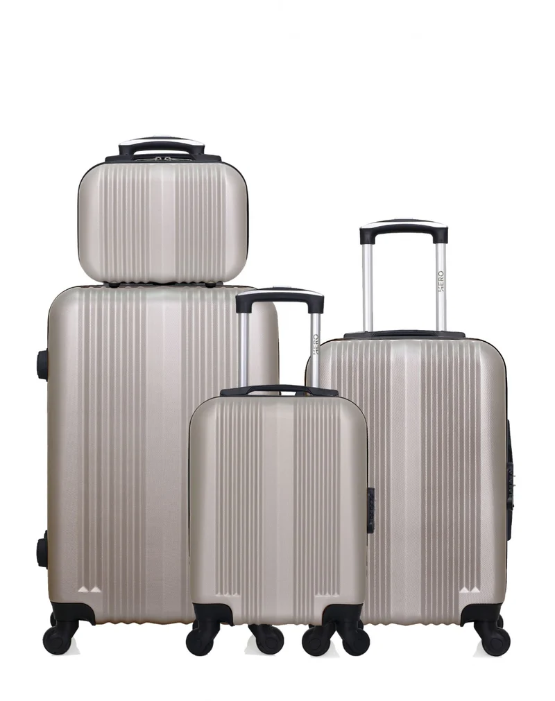 HERO – 4er-Pack: Mittlgroßer Koffer, Handgepäck, Handgepäck XXS und Kosmetikoffer LIPARI