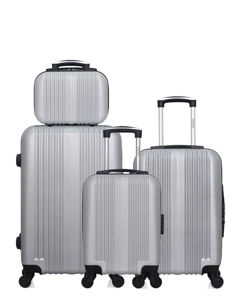 HERO – 4er-Pack: Mittlgroßer Koffer, Handgepäck, Handgepäck XXS und Kosmetikoffer LIPARI