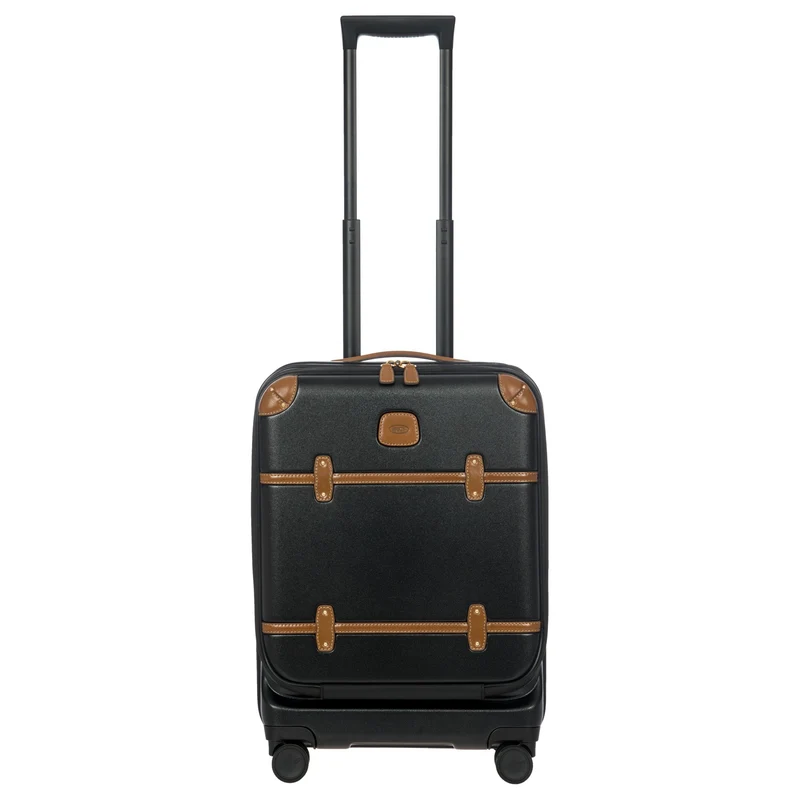 Brics Bellagio - 4-Rollen-Kabinentrolley mit Vortasche 55 cm erw. recycelt (black/tan)