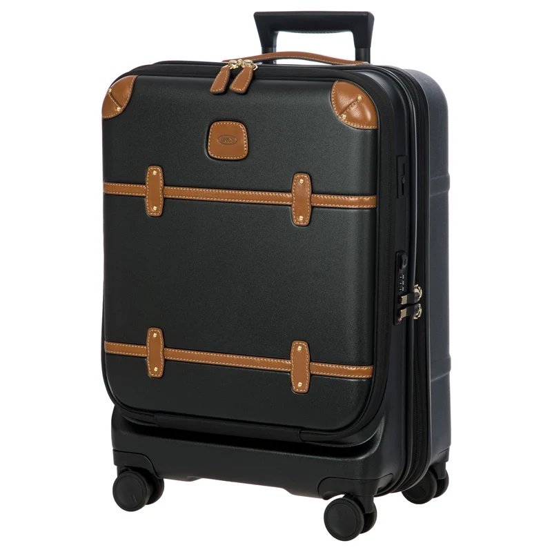 Brics Bellagio - 4-Rollen-Kabinentrolley mit Vortasche 55 cm erw. recycelt (black/tan)
