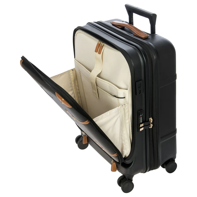 Brics Bellagio - 4-Rollen-Kabinentrolley mit Vortasche 55 cm erw. recycelt (black/tan)