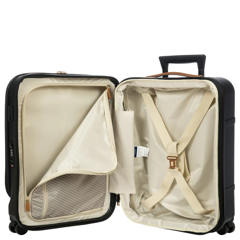 Brics Bellagio - 4-Rollen-Kabinentrolley mit Vortasche 55 cm erw. recycelt (black/tan)