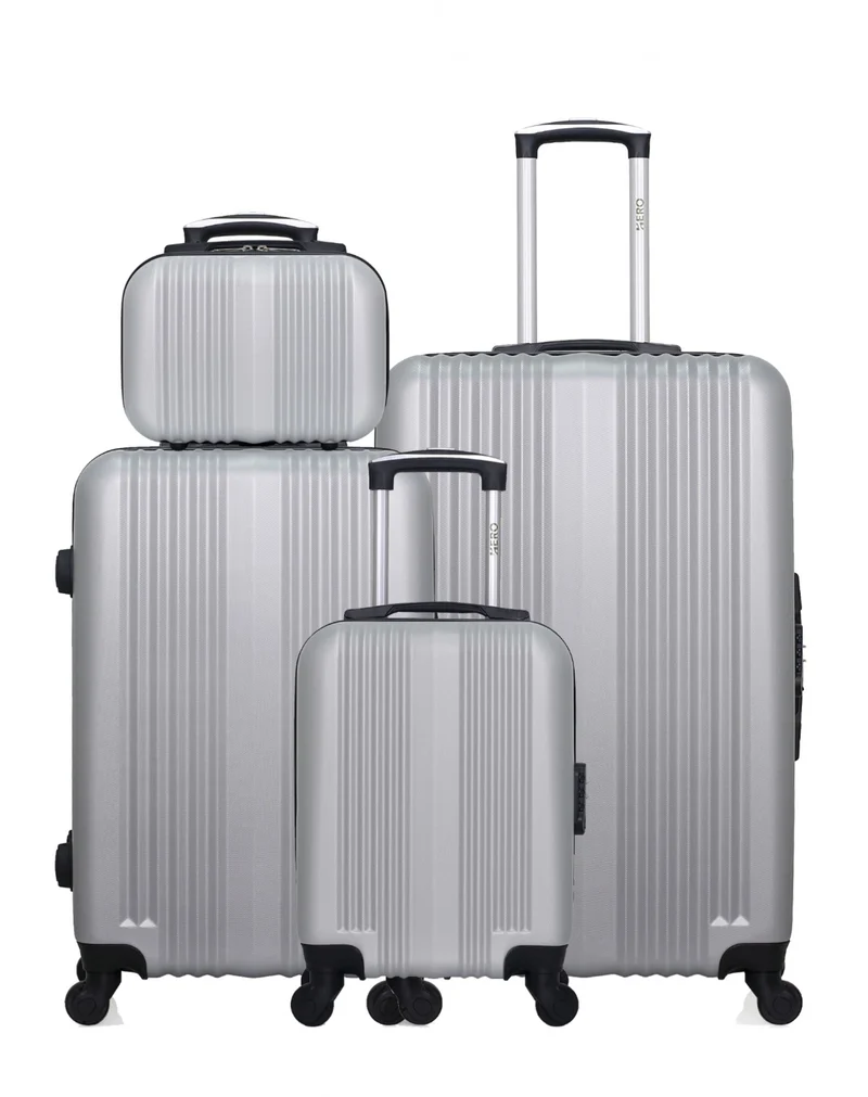 HERO – 4er-Pack: Großer Koffer, mittelgroßer Koffer, Handgepäck XXS und Kosmetikkoffer LIPARI