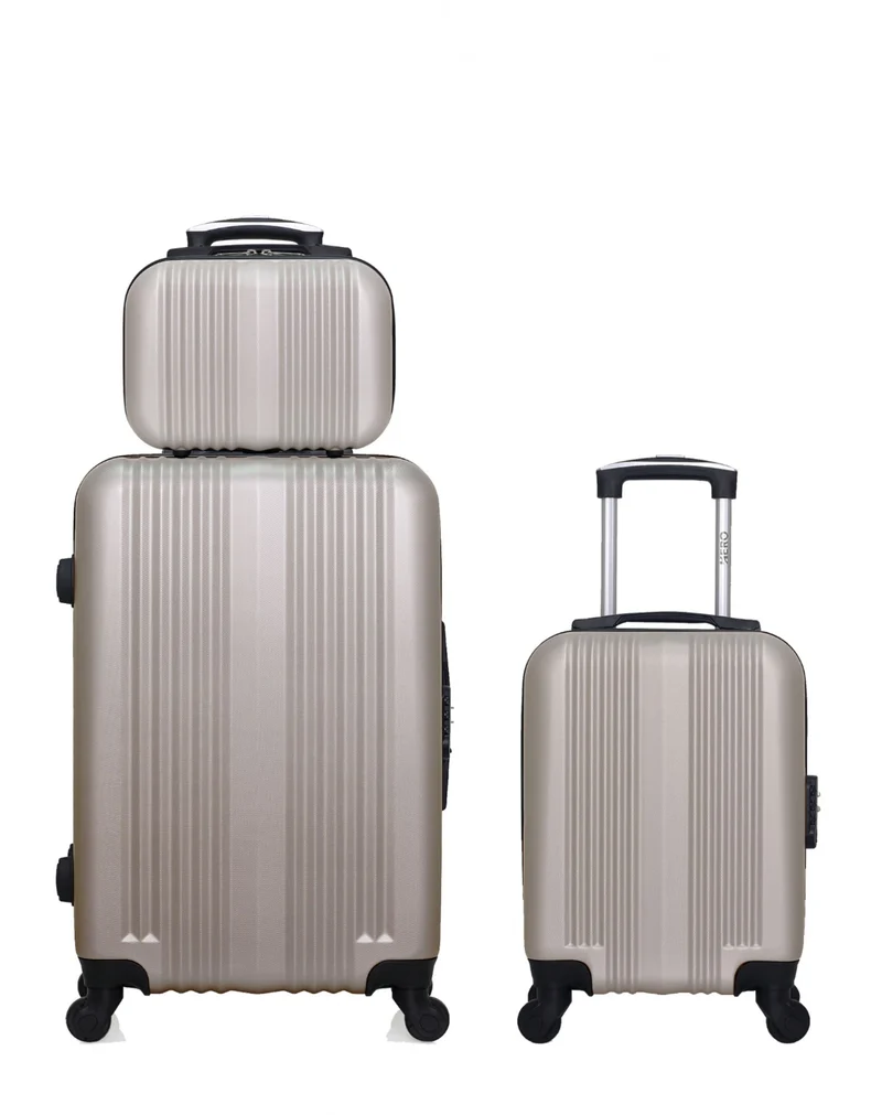 HERO – 3er-Pack: Mittelgroßer Koffer, Handgepäck XXS und Kosmetikoffer LIPARI