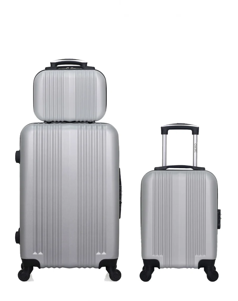 HERO – 3er-Pack: Mittelgroßer Koffer, Handgepäck XXS und Kosmetikoffer LIPARI