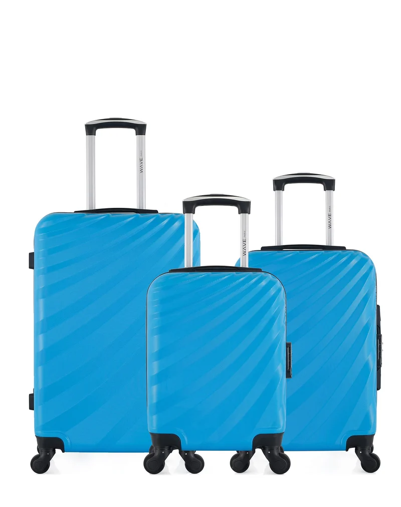 WAVE PARIS - 3er-Pack: Mittelgroßer Koffer, Handgepäck und Handgepäck XXS DANUBE