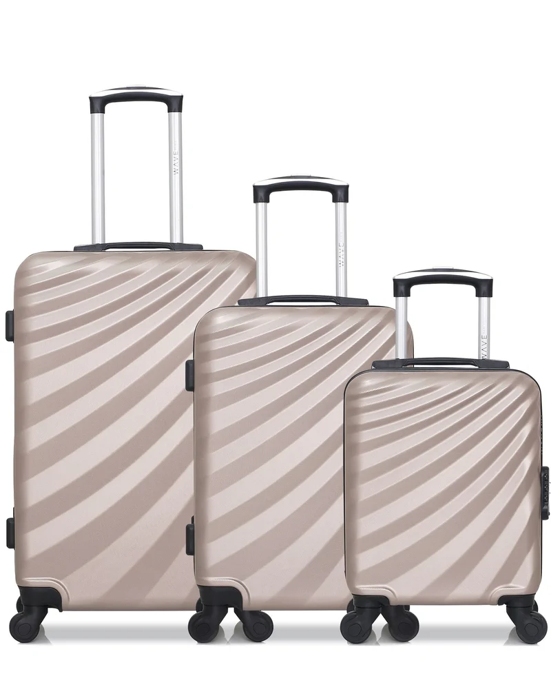 WAVE PARIS - 3er-Pack: Mittelgroßer Koffer, Handgepäck und Handgepäck XXS DANUBE