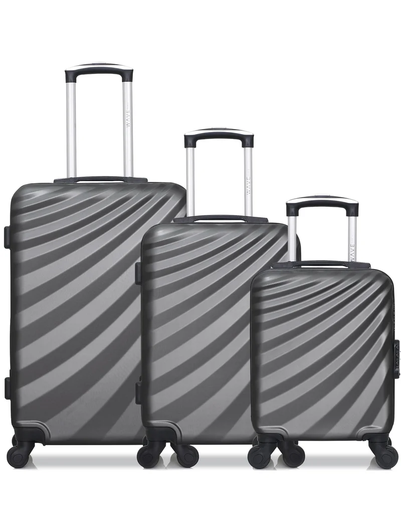 WAVE PARIS - 3er-Pack: Mittelgroßer Koffer, Handgepäck und Handgepäck XXS DANUBE