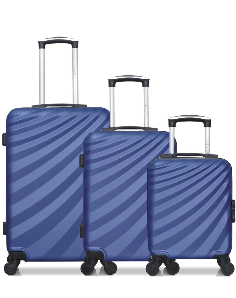 WAVE PARIS - 3er-Pack: Mittelgroßer Koffer, Handgepäck und Handgepäck XXS DANUBE