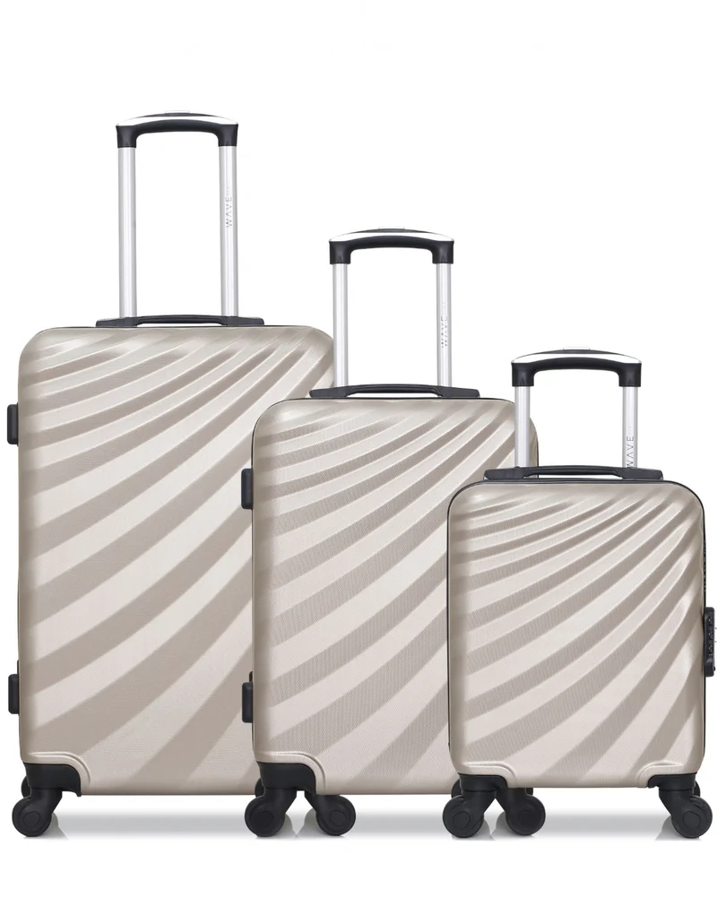 WAVE PARIS - 3er-Pack: Mittelgroßer Koffer, Handgepäck und Handgepäck XXS DANUBE