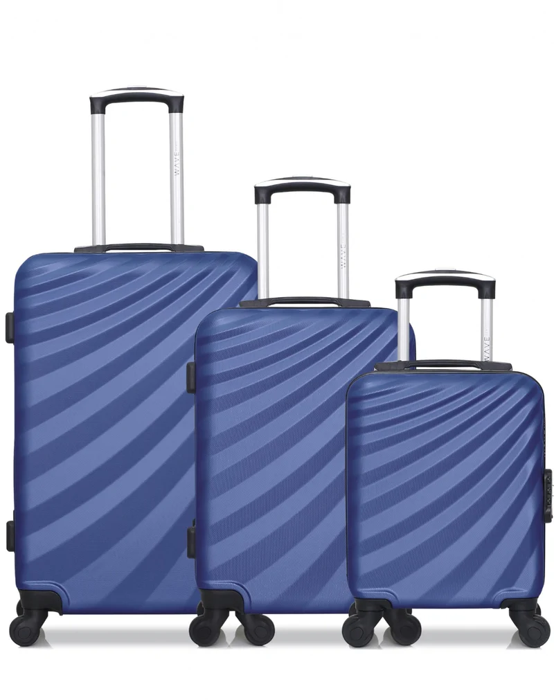 WAVE PARIS - 3er-Pack: Mittelgroßer Koffer, Handgepäck und Handgepäck XXS DANUBE