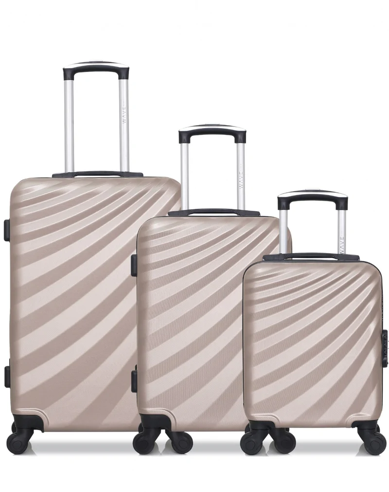 WAVE PARIS - 3er-Pack: Mittelgroßer Koffer, Handgepäck und Handgepäck XXS DANUBE