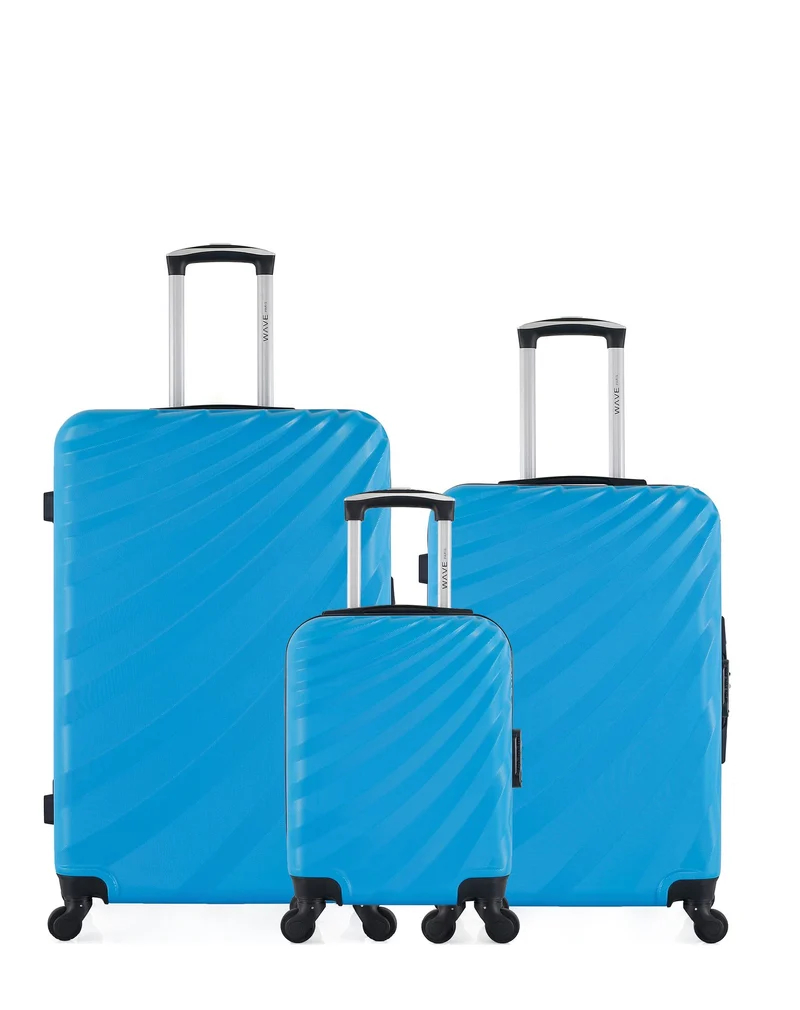 WAVE PARIS - 3er-Pack: Großer Koffer, mittelgroßer Koffer und Handgepäck XXS DANUBE