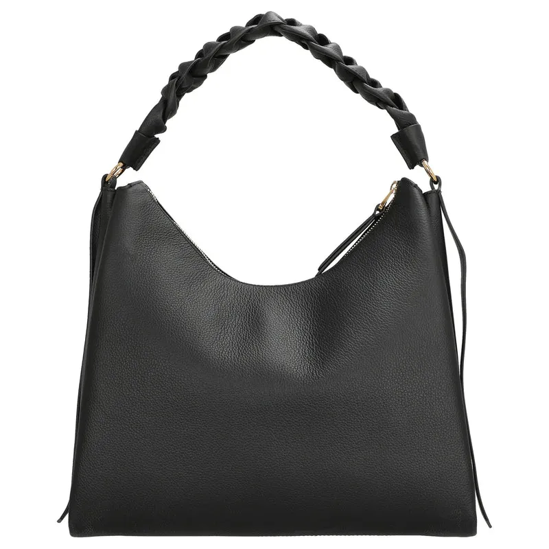 Coccinelle Boheme Grana Double - Schultertasche M 34 cm (noir/cognac)