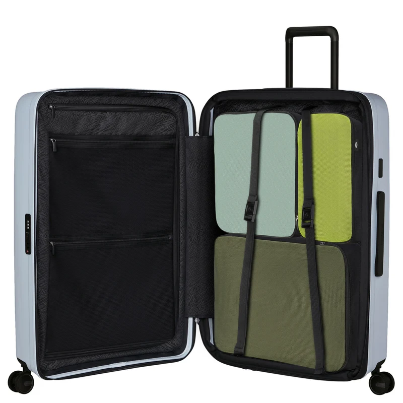 Samsonite Selection Restackd - 4-Rollen-Trolley 75 cm L erw. mit 3tlg. Packsack-Set (glacier)