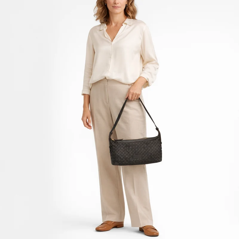 Les Visionnaires Marie Baguette Weave Silky - Schultertasche 38.5 cm (cafe)