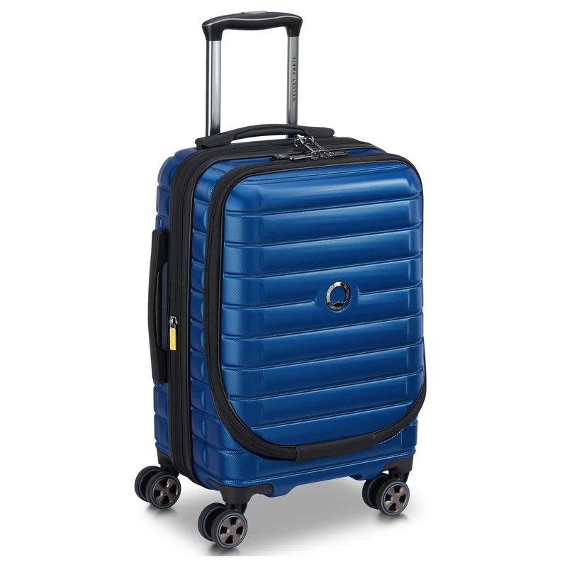Delsey Paris Shadow 5.0 - 4-Rollen-Kabinentrolley mit Vortasche S 55 cm erw. USB (blau)