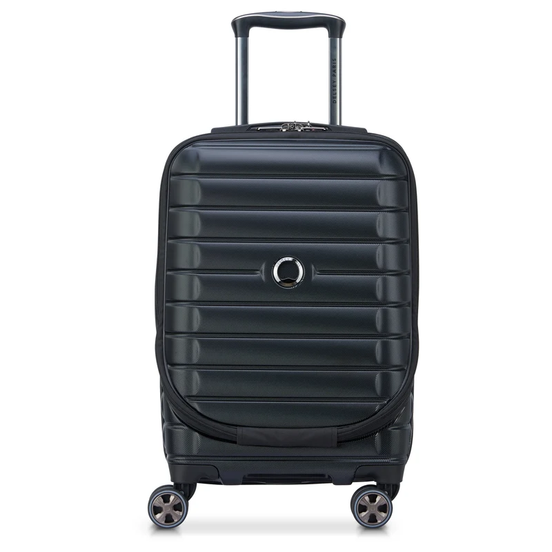 Delsey Paris Shadow 5.0 - 4-Rollen-Kabinentrolley mit Vortasche S 55 cm erw. USB (schwarz)