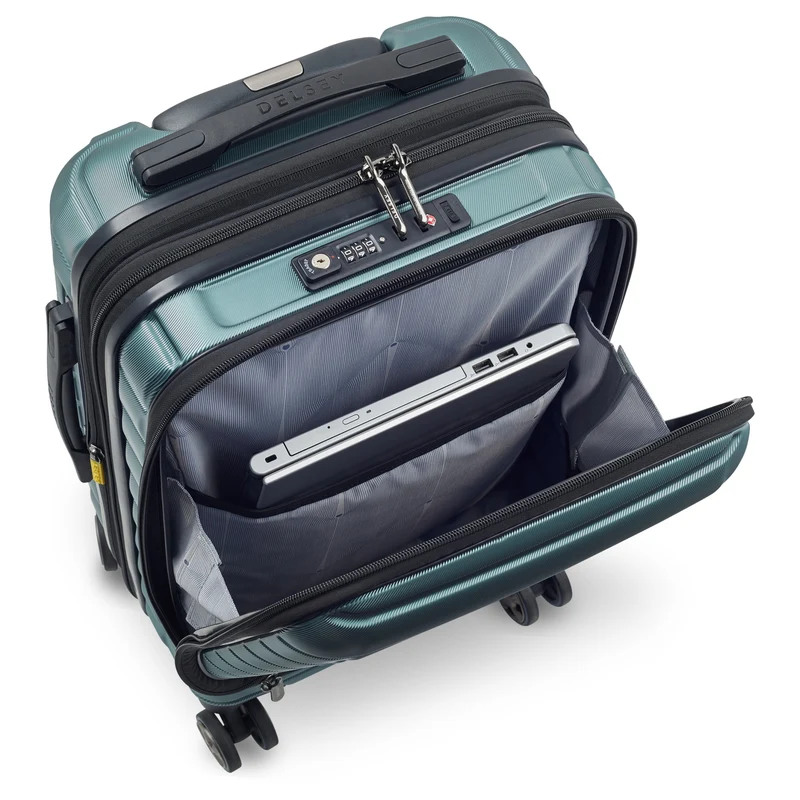 Delsey Paris Shadow 5.0 - 4-Rollen-Kabinentrolley mit Vortasche S 55 cm erw. USB (gruen)