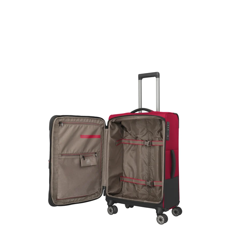 Travelite Crosslite - 4-Rollen-Trolley M 66 cm erw. (red)