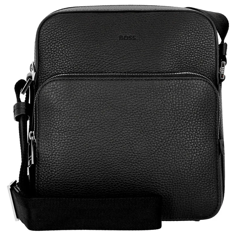 BOSS Crosstown - Umhängetasche Leder 26 cm (schwarz)