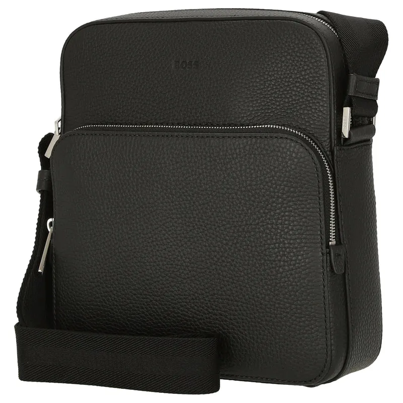 BOSS Crosstown - Umhängetasche Leder 26 cm (schwarz)