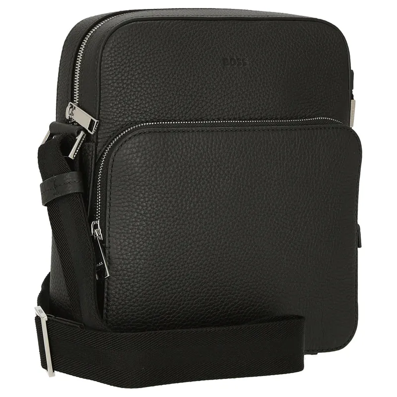 BOSS Crosstown - Umhängetasche Leder 26 cm (schwarz)
