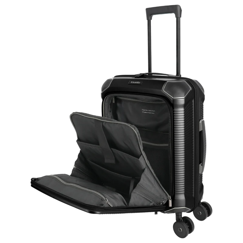 Travelite Millennium - 4-Rollen-Kabinentrolley mit Vortasche S 55 cm (black)