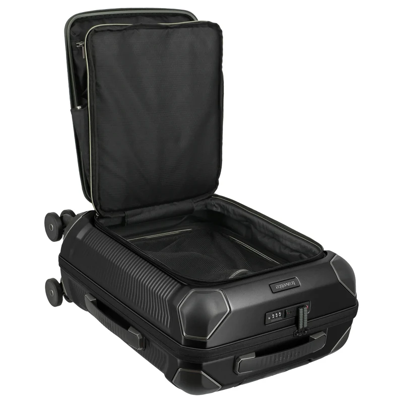 Travelite Millennium - 4-Rollen-Kabinentrolley mit Vortasche S 55 cm (black)