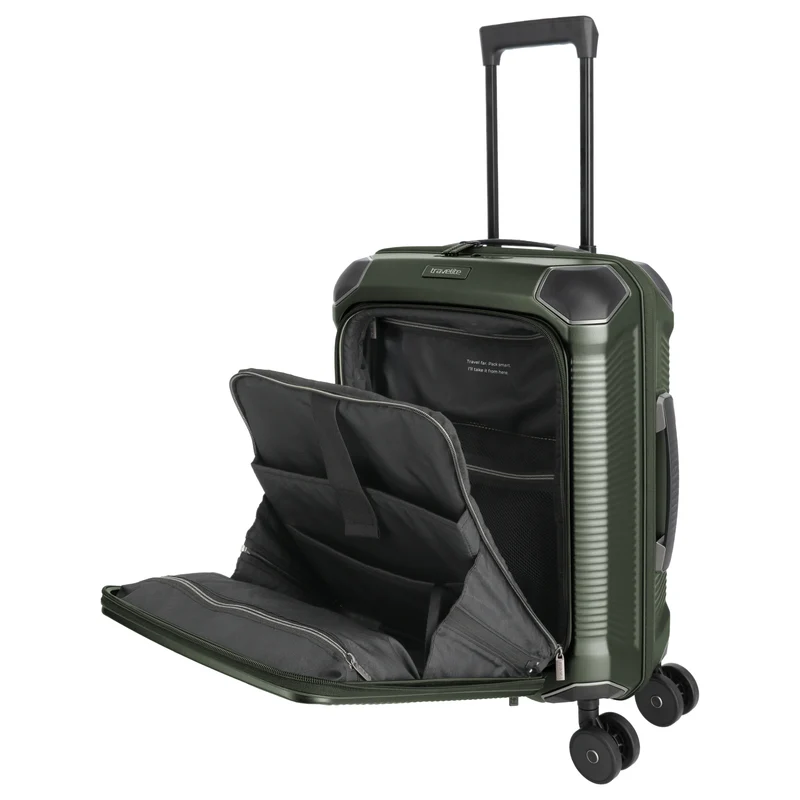 Travelite Millennium - 4-Rollen-Kabinentrolley mit Vortasche S 55 cm (pine green)
