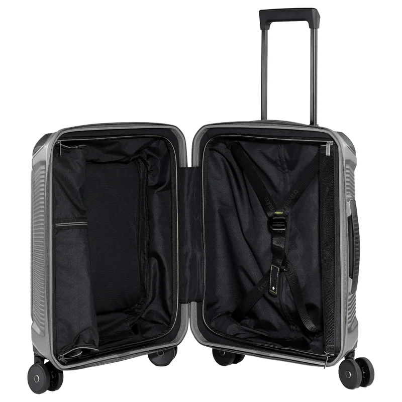 Travelite Millennium - 4-Rollen-Kabinentrolley mit Vortasche S 55 cm (silver)