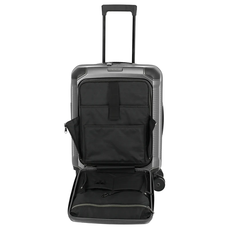 Travelite Millennium - 4-Rollen-Kabinentrolley mit Vortasche S 55 cm (silver)