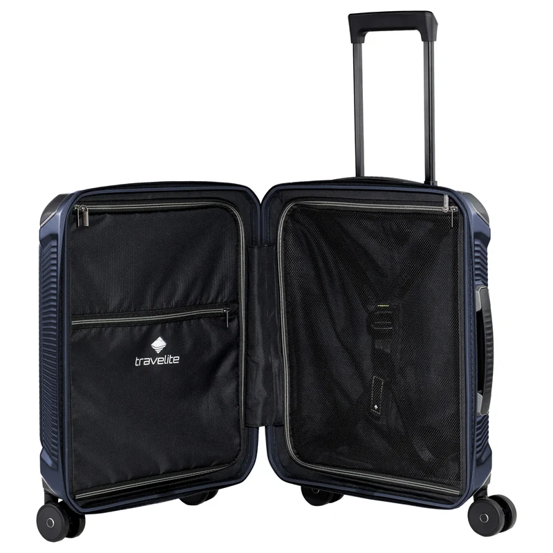 Travelite Millennium - 4-Rollen-Kabinentrolley mit Vortasche S 55 cm (navy)