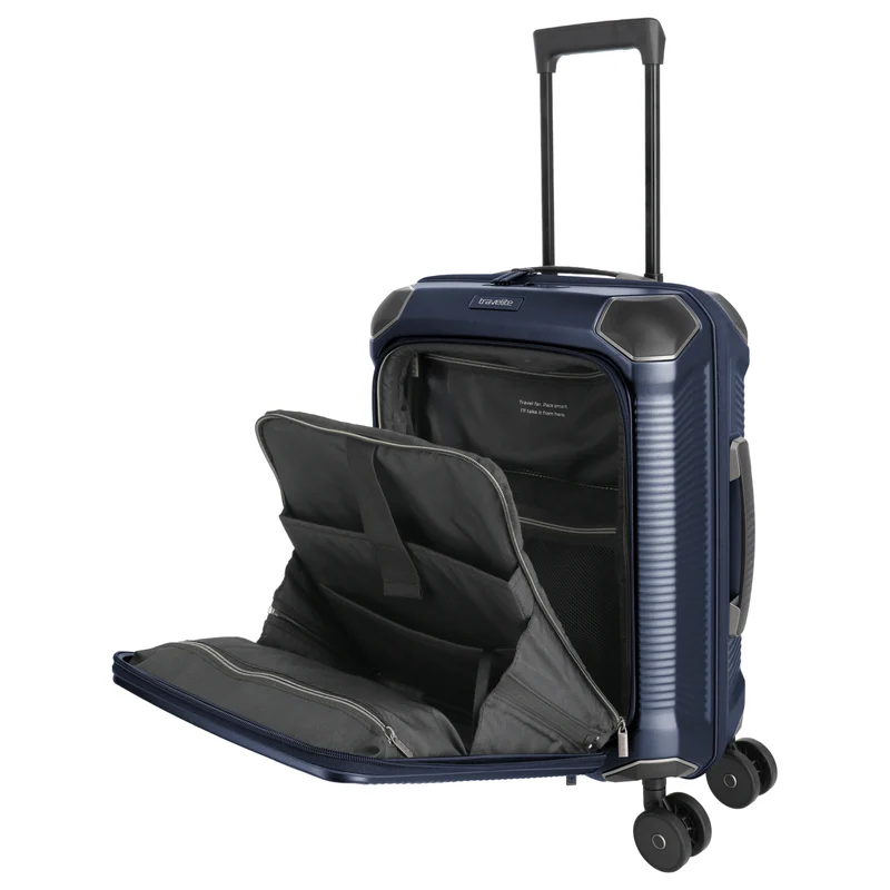 Travelite Millennium - 4-Rollen-Kabinentrolley mit Vortasche S 55 cm (navy)
