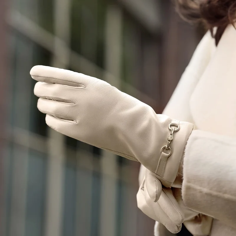 Isabel Bernard Honoré Marcelia Cream Ziegenfell Leder Handschuhe IB67001-372-7