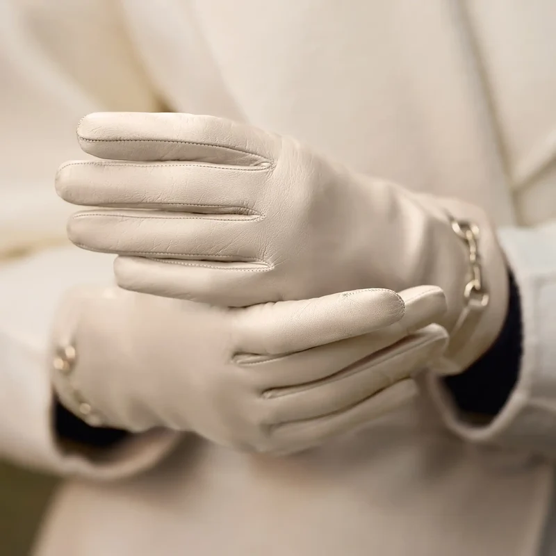 Isabel Bernard Honoré Marcelia Cream Ziegenfell Leder Handschuhe IB67001-372-7
