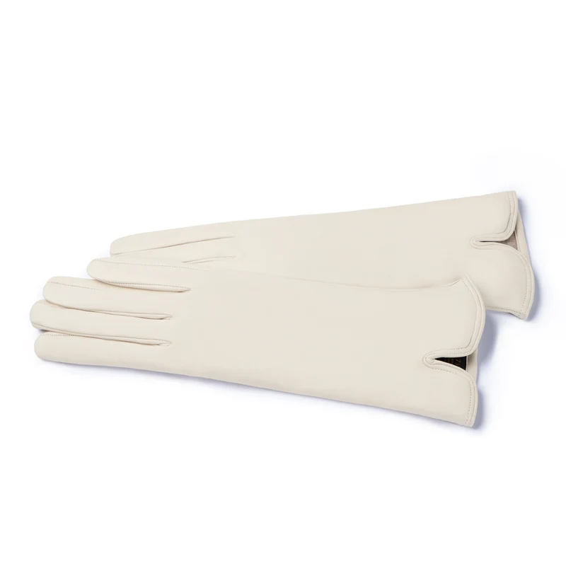 Isabel Bernard Honoré Sylvie cremefarbene Lederhandschuhe aus Ziegenleder IB67004-372-7